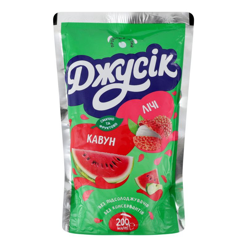 Напій соковий Джусік Кавун-Лічі 0.2 л дой-пак